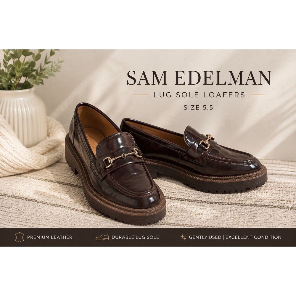 Sam Elederman loafers Chunky sole gold hardware Brown Dark Merlot women's 5.5